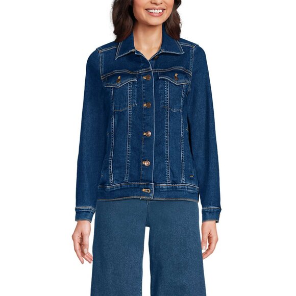 Lands' End Women's Dark Blue Jean Jacket Petite Large - Picture 4 of 4